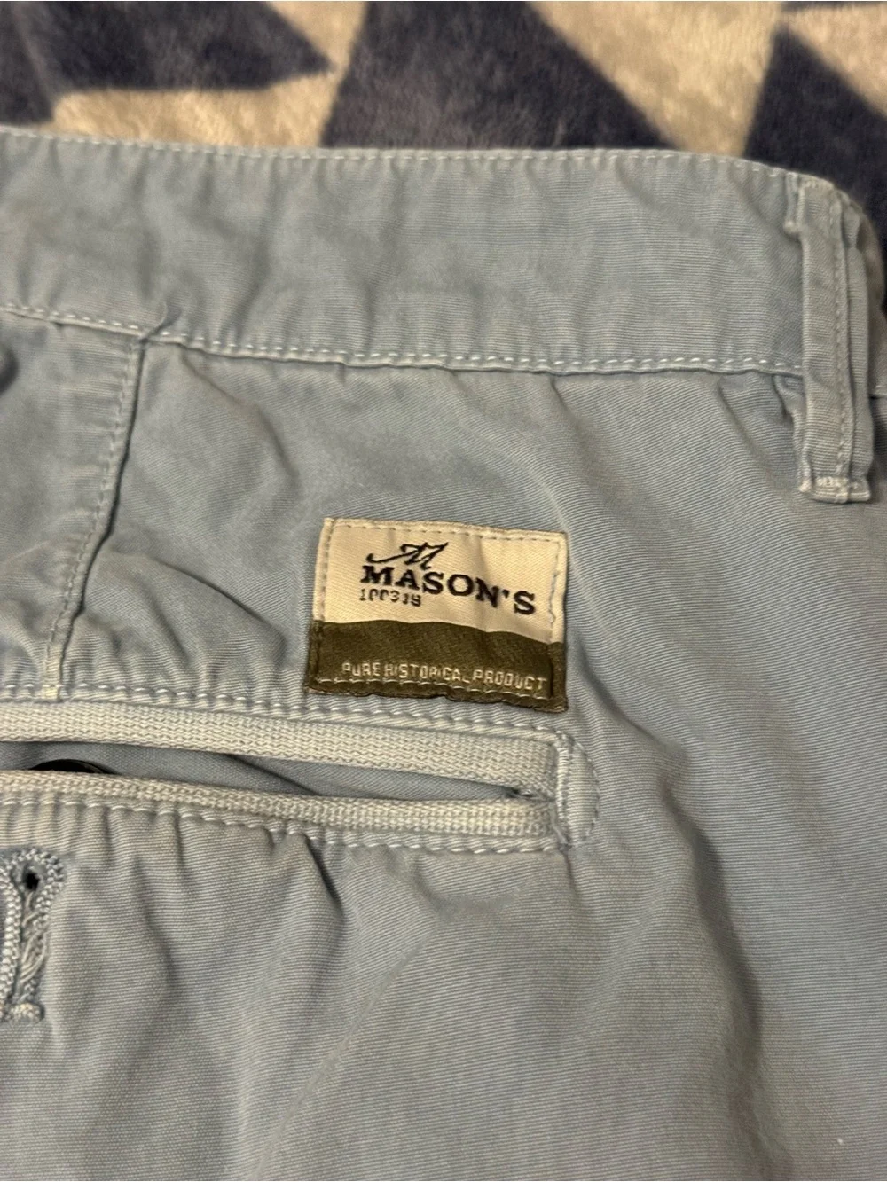 Mason Light Blue Flat Front Cotton Shorts